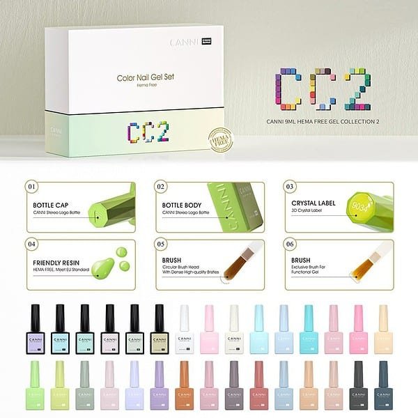⁦CANNI סט מזוודה 30 בקבוקים לק ג’ל 9 מ”ל hema free-SET CC2⁩ – תמונה ⁦3⁩