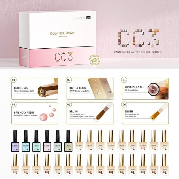 ⁦CANNI סט מזוודה 30 בקבוקים לק ג’ל 9 מ”ל hema free-SET CC3⁩ – תמונה ⁦4⁩