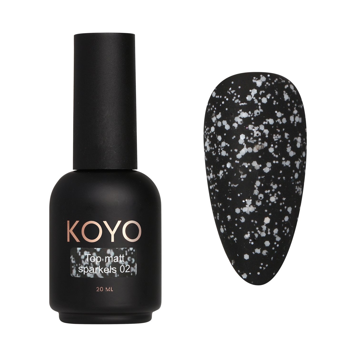 2025/11/1000071470.jpg טופ ג'ל אפקט מאט קויו 20 מ"ל | KOYO Top Matt Sparkles 02 – תמונה 1