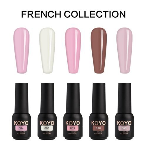 ⁦מארז יוקרה KOYO French Collection חמישיית גווני בסיס וניוד למראה פרנץ' וטבעי (10 מ"ל ליחידה)⁩ – תמונה ⁦2⁩