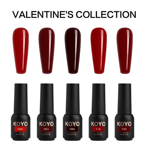 ⁦מארז יוקרה KOYO Valentine's Collection חמישיית גווני אדום ויין לוהטים 10 מ"ל⁩ – תמונה ⁦2⁩
