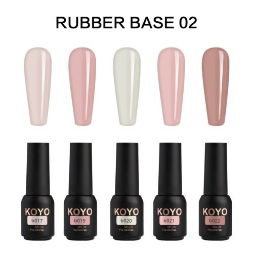 ⁦מארז KOYO Rubber Base Collection 02 – חמישיית גווני בסיס ראבר טבעיים לחיזוק ומבנה אנטומי (10 מ"ל)⁩ – תמונה ⁦2⁩
